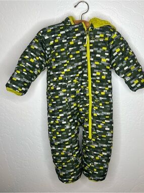 Columbia Snow Bunting w/Fleece lining neon gren & grey infant One-Piece Snowsuit